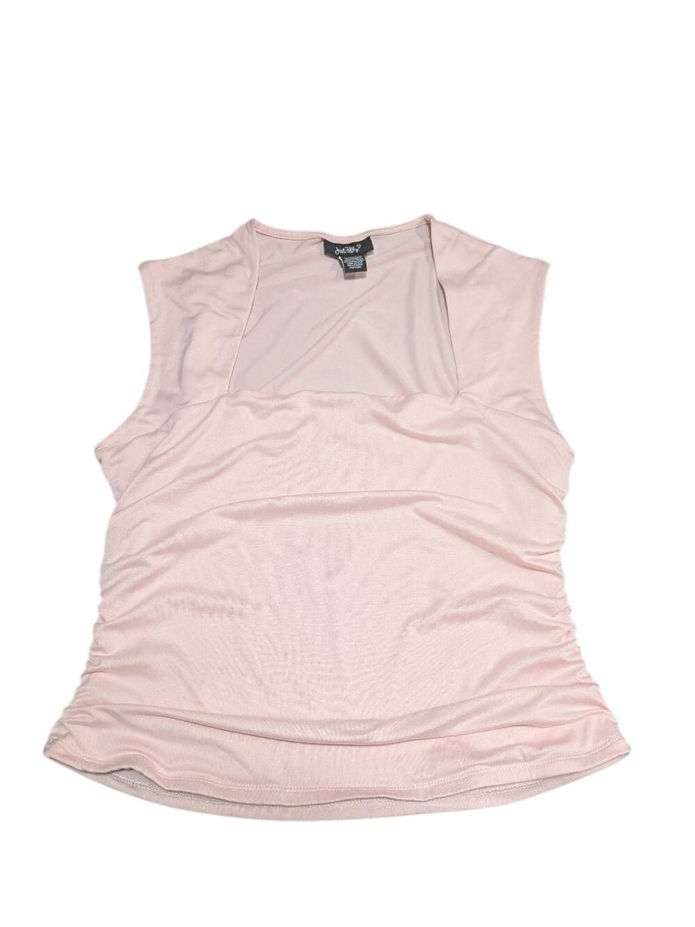 Just Polly light Pink Sleeveless top with a square neckline and ruched side deta